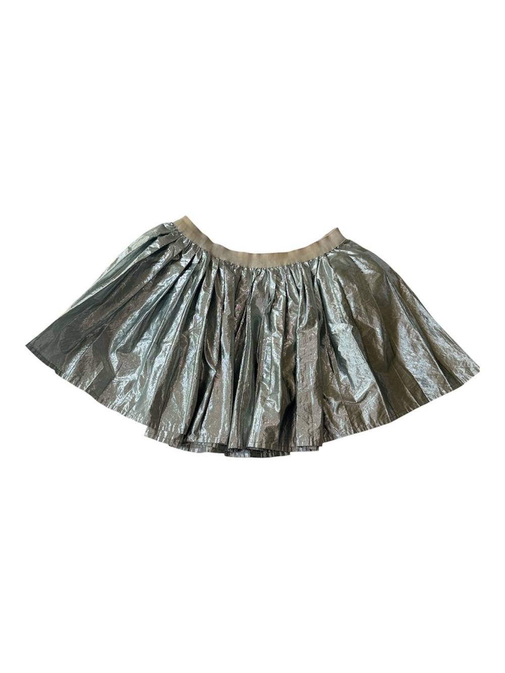 Bonpoint Metallic Silver Pleated Skirt (Size 10 - Fits 8Y / Short Length)